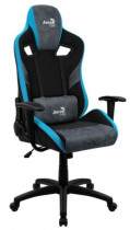 Кресло AEROCOOL текстиль/искусственная кожа, до 150 кг, тип роликов: полумягкие, механизм качания, поясничный упор, цвет: синий, чёрный, COUNT Steel Blue (4710562751260)