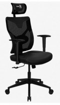 Кресло AEROCOOL текстиль/искусственная кожа, до 150 кг, механизм качания, спинка из сетки, цвет: чёрный, Guardian Smoky Black (4710562758344)