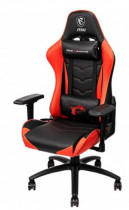 Кресло MSI искусственная кожа, до 150 кг, материал крестовины: металл, механизм качания, поясничный упор, цвет: красный, чёрный, MAG CH120 Black/Red (9S6-B0Y10D-010)