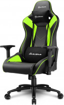Кресло SHARKOON искусственная кожа, до 150 кг, механизм качания, поясничный упор, цвет: зелёный, чёрный, Elbrus 3 (ELBRUS-3-BK/GN)