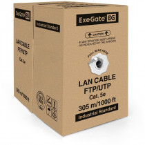Кабель EXEGATE FTP 4 пары кат.5e CCA, 24AWG, экран, 305м pullbox, серый (EX190970RUS)