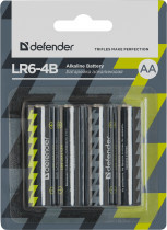 Батарейка DEFENDER алкалиновая LR6-4B AA, в блистере 4 шт (56012)