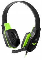 Гарнитура DEFENDER проводные наушники с микрофоном, накладные, динамические излучатели, 2 x mini jack 3.5 мм, 20-20000 Гц, импеданс: 32 Ом, регулятор громкости, Warhead G-320 Black/Green, зелёный, чёрный (64032)
