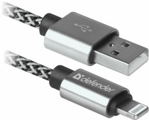 Кабель DEFENDER USB ACH01-03T PRO USB2.0 Белый, AM-LightningM, 1m, 2.1A (87809)