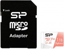 Карта памяти SILICON POWER 1 Тб, microSDXC, чтение: 100 Мб/с, запись: 80 Мб/с, A1, V30, адаптер на SD, Superior (SP001TBSTXDV3V20SP)