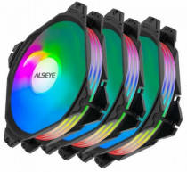 Комплект вентиляторов для корпуса ALSEYE 120 мм, 800-1700 об/мин, 23-68 CFM, 16.2-33 дБ, 4-pin PWM, разноцветная подсветка, 120x3 (M120-PB KIT)