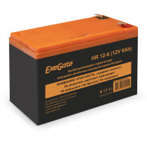 Аккумуляторная батарея EXEGATE ёмкость 6 Ач, напряжение 12 В, HR 12-6, клеммы F2+F1 (EX288653RUS)