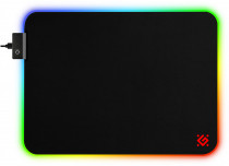 Коврик для мыши DEFENDER тканевая поверхность, резиновое основание, 450 мм x 400 мм, толщина 4 мм, подсветка RGB, XXL Light, чёрный (50565)