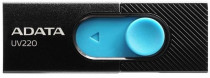 Флеш диск ADATA 64 Гб, USB 2.0, выдвижной разъем, UV220 Black/Blue (AUV220-64G-RBKBL)