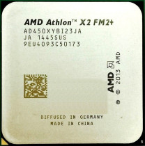 Процессор AMD Socket FM2+, Athlon X2 450, 2-ядерный, 3500 МГц, Turbo: 3900 МГц, Kaveri, Кэш L2 - 1 Мб, 28 нм, 65 Вт, OEM (AD450XYBI23JA)