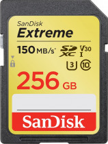 Карта памяти SANDISK 256 Гб, SDXC, Secure Digital XC, чтение: 150 Мб/с, запись: 70 Мб/с, V30, Extreme (SDSDXV5-256G-GNCIN)