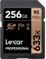 Карта памяти LEXAR 256 Гб, SDXC, Secure Digital XC, чтение: 95 Мб/с, 633 x, V30, Professional (LSD256CB633)