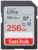 Карта памяти SANDISK 256 Гб, SDXC, Secure Digital XC, чтение: 120 Мб/с, Ultra (SDSDUN4-256G-GN6IN)