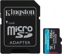 Карта памяти KINGSTON 256 Гб, microSDXC, чтение: 170 Мб/с, запись: 90 Мб/с, A2, V30, адаптер на SD (SDCG3/256GB)