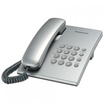 Телефон PANASONIC проводной, повторный набор номера, тональный набор, регулятор громкости звонка, серебристый (KX-TS2350RUS)