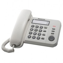 Телефон PANASONIC проводной, однокнопочный набор 3 номеров, повторный набор номера, тональный набор, кнопка выключения микрофона, регулятор уровня громкости в трубке, регулятор громкости звонка, белый (KX-TS2352RUW)