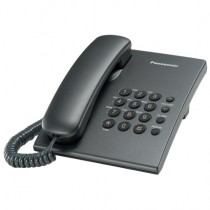 Телефон PANASONIC проводной, повторный набор номера, тональный набор, регулятор громкости звонка, темно-серый металлик (KX-TS2350RUT)