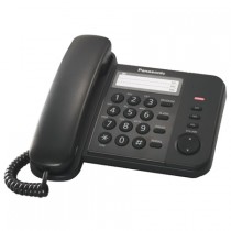 Телефон PANASONIC проводной, однокнопочный набор 3 номеров, повторный набор номера, тональный набор, кнопка выключения микрофона, регулятор уровня громкости в трубке, регулятор громкости звонка, черный (KX-TS2352RUB)