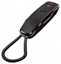 Телефон GIGASET проводной, память на 10 номеров, однокнопочный набор 10 номеров, повторный набор номера, тональный набор, регулятор громкости звонка, DA210 Black (S30054-S6527-S301)