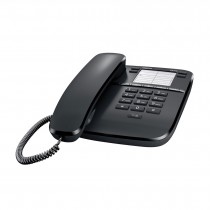 Телефон GIGASET проводной, память на 14 номеров, однокнопочный набор 14 номеров, повторный набор номера, тональный набор, кнопка выключения микрофона, регулятор уровня громкости в трубке, регулятор громкости звонка, DA310 Black (S30054-S6528-S301)