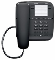 Телефон GIGASET проводной, память на 14 номеров, однокнопочный набор 14 номеров, спикерфон, повторный набор номера, тональный набор, кнопка выключения микрофона, регулятор уровня громкости в трубке, регулятор громкости звонка, DA410 Black (S30054-S6529-S301)