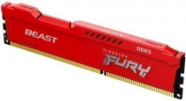 Память KINGSTON 4 Гб, DDR3, 12800 Мб/с, CL10, 1.5 В, радиатор, 1600MHz, Fury Beast Red (KF316C10BR/4)