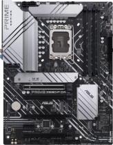 Материнская плата ASUS Socket 1700, Intel Z690, 4xDDR4, PCI-E 5.0, PCI-E 4.0, 2500 Мбит/с, 2xUSB 3.2 Gen1, USB 3.2 Gen2, USB 3.2 Gen2x2 Type-C, HDMI, DisplayPort, ATX (PRIME Z690-P D4)