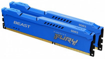 Комплект памяти KINGSTON 8 Гб, DDR-3, 12800 Мб/с, CL10, 1.5 В, радиатор, 1600MHz, Fury Beast Blue, 2x4Gb KIT (KF316C10BK2/8)