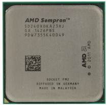 Процессор AMD Socket FM2, Sempron X2 240, 2-ядерный, 2900 МГц, Turbo: 3300 МГц, Trinity, 32 нм, 65 Вт, OEM (SD240XOKA23HJ)