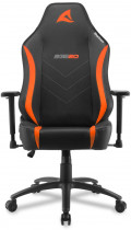 Кресло SHARKOON искусственная кожа, до 120 кг, материал крестовины: металл, механизм качания, поясничный упор, цвет: оранжевый, чёрный, Skiller SGS20 (SGS20-BK/OG)