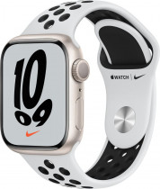 Смарт-часы APPLE Watch Nike Series 7 GPS, 41mm Starlight Alum Pure Platinum/Black NS (MKN33RU/A)