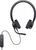 Гарнитура DELL проводные наушники с микрофоном, накладные, динамические излучатели, USB, регулятор громкости, Pro Stereo Headset WH3022, чёрный (520-AATL)