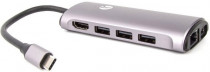 Кабель-адаптер VCOM USB3.1 Type-CM-->HDMI 4K*60Hz +3USB3.0+RJ45+TF+SD+PD charging (CU463)