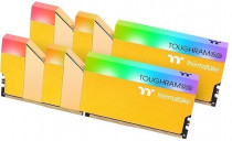 Комплект памяти THERMALTAKE 16 Гб, 2 модуля DDR-4, 28800 Мб/с, CL18-19-19-39, 1.35 В, XMP профиль, радиатор, подсветка, 3600MHz,TOUGHRAM RGB Metallic Gold, 2x8Gb KIT (RG26D408GX2-3600C18A)