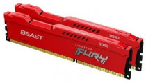 Комплект памяти KINGSTON 8 Гб, DDR-3, 12800 Мб/с, CL10, 1.5 В, радиатор, 1600MHz, Fury Beast Red, 2x4Gb KIT (KF316C10BRK2/8)