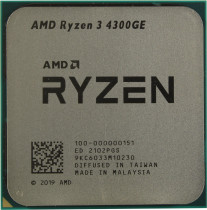 Процессор AMD Socket AM4, Ryzen 3 4300GE, 4-ядерный, 3500 МГц, Turbo: 4000 МГц, Renoir, Кэш L2 - 2 Мб, Кэш L3 - 4 Мб, Radeon Vega 6, 7 нм, 35 Вт, OEM (100-100000151)