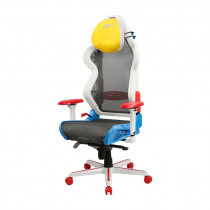 Кресло DXRACER текстиль, до 150 кг, материал крестовины: металл, поясничный упор, спинка из сетки, механизм качания, цвет: белый, голубой, жёлтый, серый, Air (AIR/D7200/WRBG)