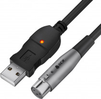 Кабель GREENCONNECT GCR 3.0m микрофонный USB/XLR черный, (GCR-53044)