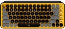 Клавиатура LOGITECH беспроводная (Bluetooth), механическая, переключатели GX Brown, USB, круглые клавиши, POP Keys Yellow, жёлтый, чёрный (920-010716)