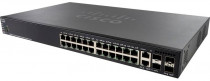 Коммутатор CISCO управляемый, 3 уровня, 24 порта RJ-45 1Гб/с с PoE+ (бюджет 740Вт), 2 комбинированных порта 10 Гб/с SFP+/RJ-45, 2 слота SFP+ 10 Гб/с, 16K MAC-адресов, стекируемый, Web-интерфейс (SG550X-24MPP-K9-EU)