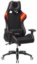 Кресло ZOMBIE текстиль/искусственная кожа, до 120 кг, материал крестовины: пластик, механизм качания, поясничный упор, цвет: красный, чёрный (VIKING 4 AERO RED)