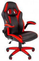 Кресло CHAIRMAN искусственная кожа, до 120 кг, материал крестовины: пластик, механизм качания, цвет: красный, чёрный, Game 15 Black/Red, 00-0 (7022777/7069667)