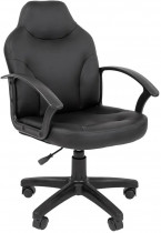 Кресло CHAIRMAN искусственная кожа, до 100 кг, материал крестовины: пластик, механизм качания, цвет: чёрный, 210 Black (7066157)