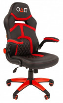 Кресло CHAIRMAN искусственная кожа, до 120 кг, материал крестовины: пластик, механизм качания, цвет: чёрный, красный, Game 18 Black/Red, 00-0 (7089655)
