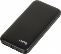 Внешний аккумулятор BURO 10000 мАч, выход: 2xUSB, USB Type-C, вход: microUSB, USB Type-C, максимальный ток: 2.1 А, индикатор заряда, черный (BP10E10PBK)