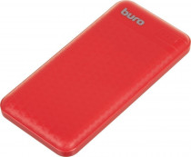 Внешний аккумулятор BURO 10000 мАч, выход: USB, USB Type-C, вход: microUSB, USB Type-C, максимальный ток: 2.1 А, индикатор заряда, красный (BP10G10PRD)