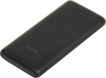 Внешний аккумулятор BURO 10000 мАч, выход: USB, USB Type-C, вход: microUSB, USB Type-C, максимальный ток: 3 А, быстрая зарядка, индикатор заряда, черный (BPF10E20PBK)