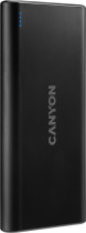 Внешний аккумулятор CANYON 10000 мАч, выход: 2xUSB, вход: Lightning, microUSB, максимальный ток: 2.1 А, индикатор заряда, Black (CNE-CPB1008B)