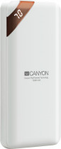 Внешний аккумулятор CANYON 10000 мАч, выход: 2xUSB, вход: microUSB, USB Type-C, максимальный ток: 2.1 А, индикатор заряда, White (CNE-CPBP10W)
