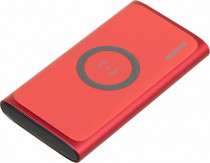 Внешний аккумулятор DIGMA 10000 мАч, выход: USB, USB Type-C, вход: Lightning, microUSB, USB Type-C, максимальный ток: 3 А, быстрая зарядка, беспроводная зарядка, красный (DGPQ10G22CRD)